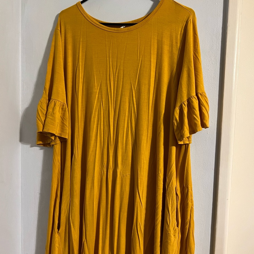 Flowy T-Shirt Dress ( Mustard Yellow)